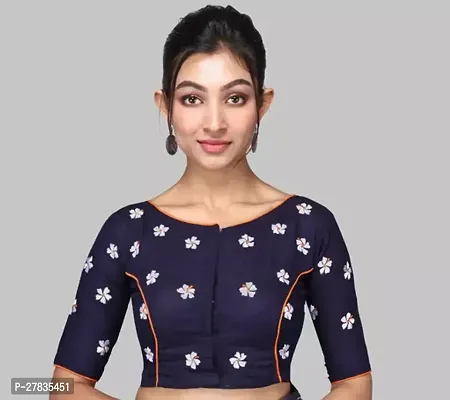 Reliable Blue Cotton Printed Stitched Blouses For Women-thumb0