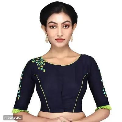 Reliable Blue Cotton Solid Stitched Blouses For Women-thumb0