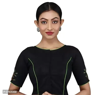 Reliable Black Cotton Solid Stitched Blouses For Women