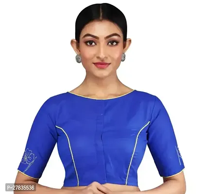 Reliable Blue Cotton Solid Stitched Blouses For Women