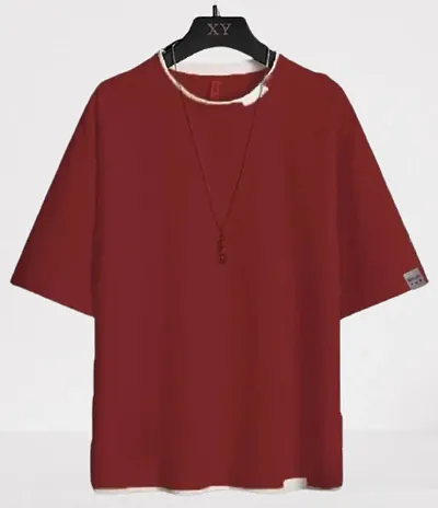 Polyester Blend Solid Round Neck Tees