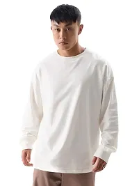 Mens Back Printed Round Neck Long Sleeve Loose Tshirt-thumb1