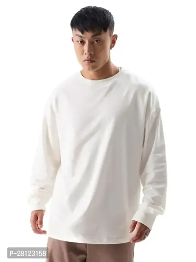 Mens Back Printed Round Neck Long Sleeve Loose Tshirt-thumb2