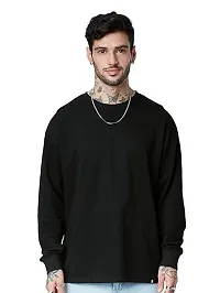 Mens Back Printed Round Neck Long Sleeve Oversized/Loose Tshirt-thumb1