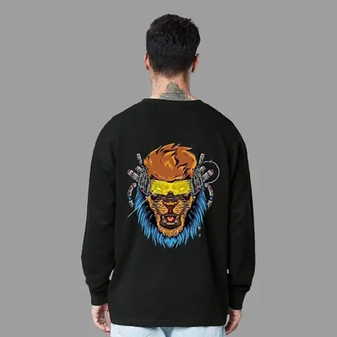 Mens Back Round Neck Long Sleeve Oversized/Loose Tshirt