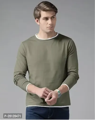 Mens Solid Round Neck Long Sleeve Regluar Fit Plain Tshirts