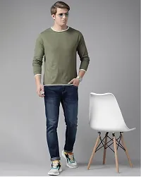 Mens Solid Round Neck Long Sleeve Regluar Fit Plain Tshirts-thumb1