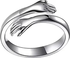 Stylish Hug Finger Ring for Men , Boys Women  Girl - Gift Promise Adjustable Ring-thumb1