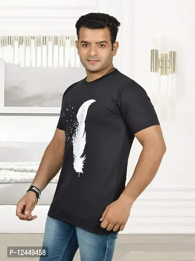 Mens Stylish Round Neck (feather) Printed T-Shirt-thumb0