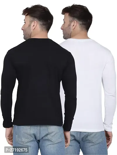 Black  White Cotton Full Sleeves T-Shirt Pack of 2-thumb5