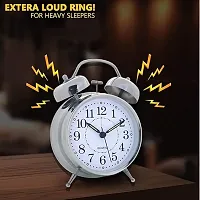 Table Clock Twin Bell Metal Frame Alarm Clock with Night Backlight Function and Silent Motion-thumb1