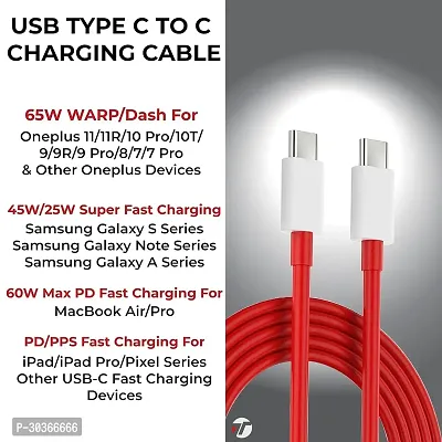 TECHZY Type C to Type C Fast Charging Cable with 65W / 6.5A  High Speed (Compatible with Oneplus, Vivo, Iqoo, Samsung)-thumb2