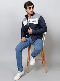 Stylish Navy Blue Nylon Solid Jackets For Men-thumb2