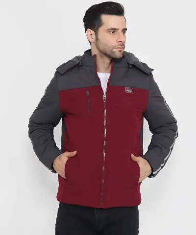 Stylish Puffer Bomber Hooded Jacket For Men