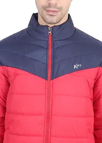 Stylish Pink Nylon Puffer Quilted Bomber Jacket For Men-thumb1