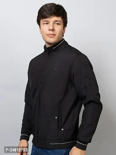 Stylish Black Cotton Blend Solid Jackets For Men-thumb2