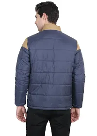 Stylish Navy Blue Nylon Tailored Bomber Jacket For Men-thumb2