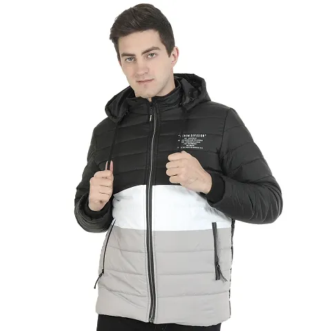 Stylish Puffer Bomber Hooded Jacket For Men