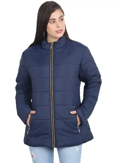 Stylish Fancy Designer Nylon Solid Winter Jacket For Women