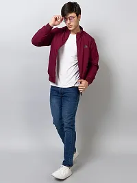 Stylish Maroon Cotton Blend Solid Jackets For Men-thumb4