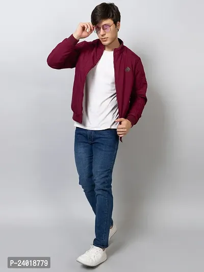 Stylish Maroon Cotton Blend Solid Jackets For Men-thumb5