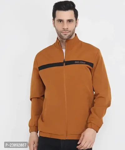 Stylish Orange Lycra Blended Lightweight Jacket For Men