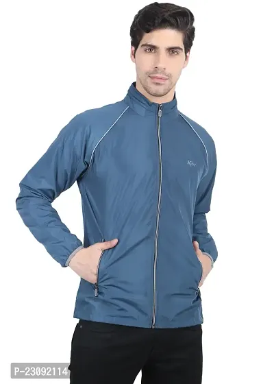 Stylish Teal Blue Nylon Lightweight Jacket For Men