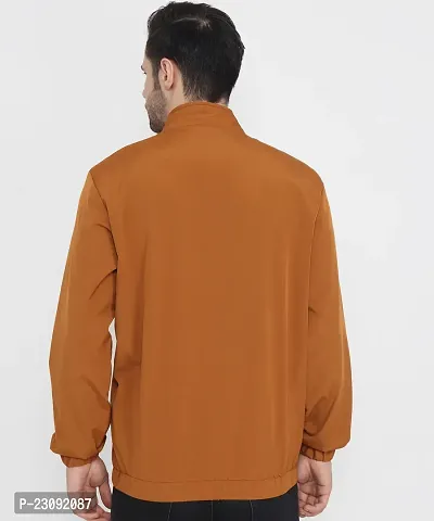 Stylish Orange Lycra Blended Lightweight Jacket For Men-thumb3