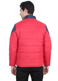 Stylish Pink Nylon Puffer Quilted Bomber Jacket For Men-thumb2