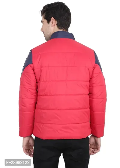 Stylish Pink Nylon Puffer Quilted Bomber Jacket For Men-thumb3