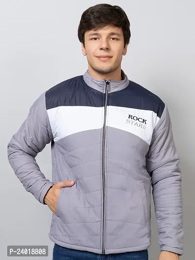 Stylish Grey Nylon Solid Jackets For Men