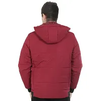 Stylish Maroon Lycra Blended Puffer Bomber Hooded Jacket For Men-thumb1