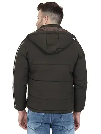 Stylish Black Lycra Blended Puffer Quilted Bomber Hooded Jacket For Men-thumb2