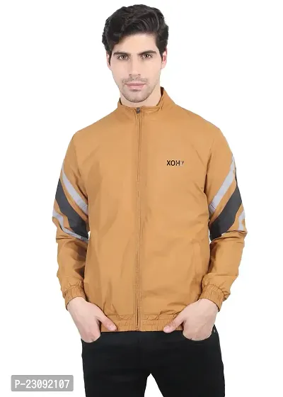 Stylish Beige Nylon Lightweight Jacket For Men