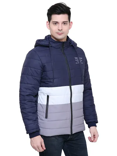 Stylish Puffer Bomber Hooded Jacket For Men