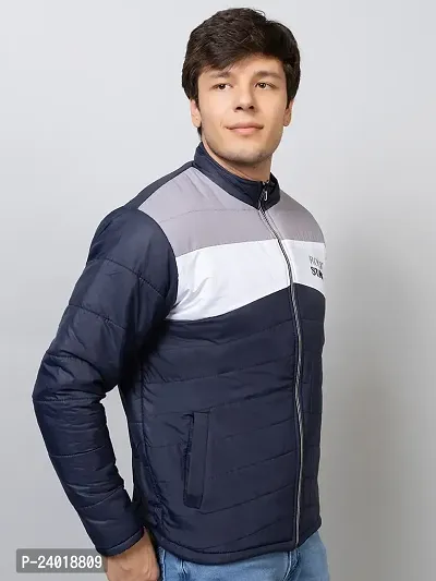 Stylish Navy Blue Nylon Solid Jackets For Men-thumb2