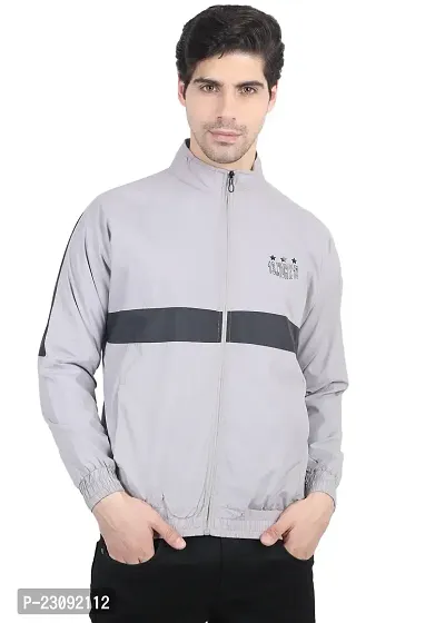 Stylish Light Grey Nylon Lightweight Jacket For Men