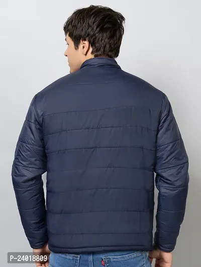 Stylish Navy Blue Nylon Solid Jackets For Men-thumb4