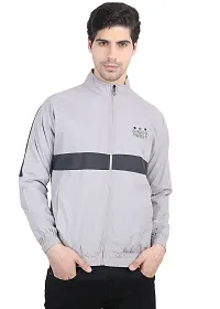 Stylish Light Grey Nylon Lightweight Jacket For Men-thumb1