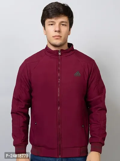 Stylish Maroon Cotton Blend Solid Jackets For Men