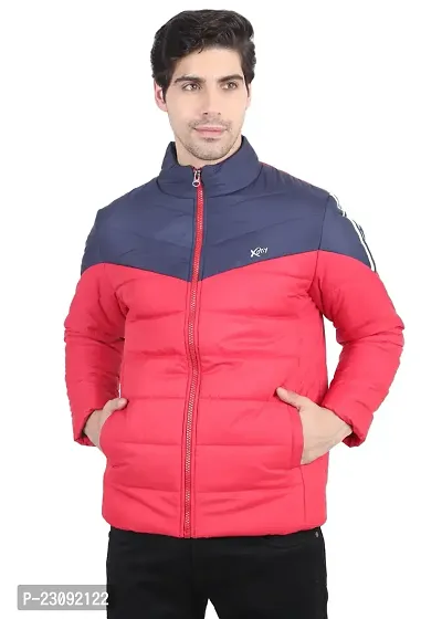 Stylish Pink Nylon Puffer Quilted Bomber Jacket For Men