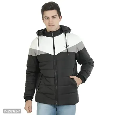 Stylish Nylon Puffer Tailored Bomber Hooded Jacket For Men