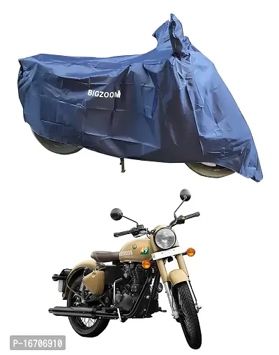 BIGZOOM Water Resistant UV Protection  Dustproof Bike Body Cover Suitable for Royal Enfield Classic 350 Bs3 to Bs6 (Blue Semi Waterproof)-thumb0