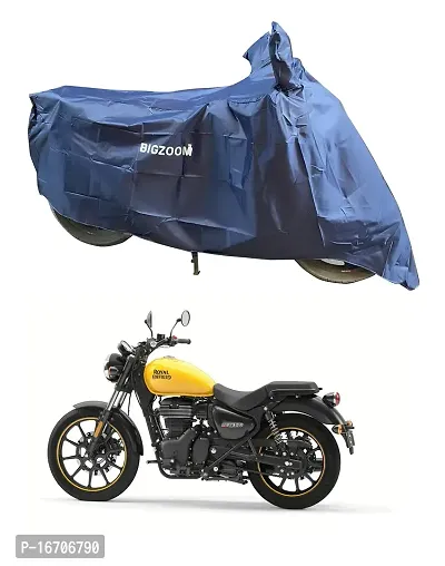 BIGZOOM Water Resistant UV Protection  Dustproof Bike Body Cover Compatible with Royal Enfield Meteor (Blue Semi Waterproof)