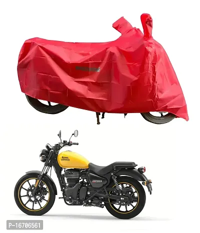BIGZOOM Water Resistant UV Protection  Dustproof Bike Body Cover Compatible with Royal Enfield Meteor (Red Semi Waterproof)