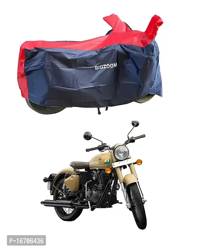 BIGZOOM Water Resistant UV Protection  Dustproof Bike Body Cover Suitable for Royal Enfield Classic 350 Bs3 to Bs6 (Blue Red Semi Waterproof)