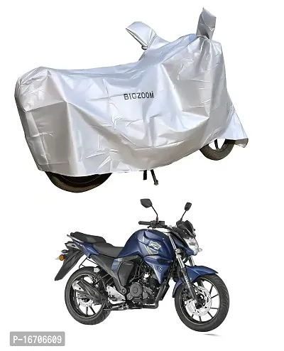 BIGZOOM Water Resistant UV Protection  Dustproof Bike Body Cover for Yamaha FZ / FZS Bs3 to BS6 All Model (Silver Not Waterproof)-thumb0