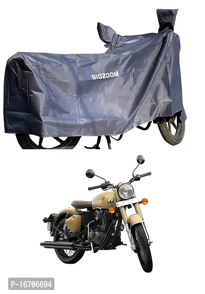 BIGZOOM Water Resistant UV Protection  Dustproof Bike Body Cover Suitable for Royal Enfield Classic 350 Bs3 to Bs6 (Grey)