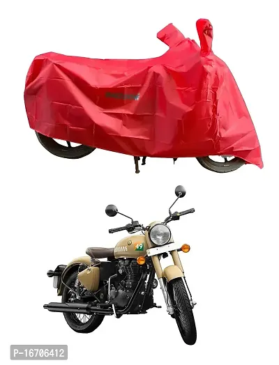 BIGZOOM Water Resistant UV Protection  Dustproof Bike Body Cover Suitable for Royal Enfield Classic 350 Bs3 to Bs6 (Red Semi Waterproof)