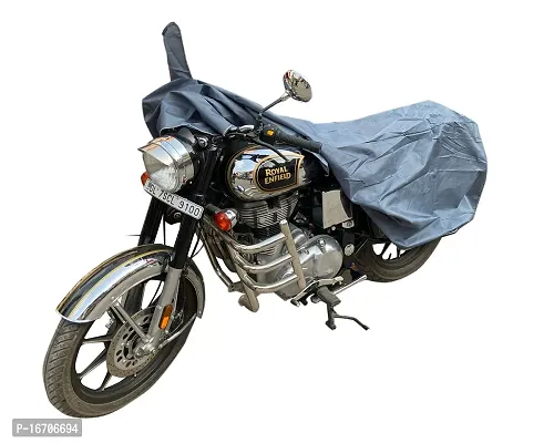 BIGZOOM Water Resistant UV Protection  Dustproof Bike Body Cover Suitable for Royal Enfield Classic 350 Bs3 to Bs6 (Grey)-thumb4